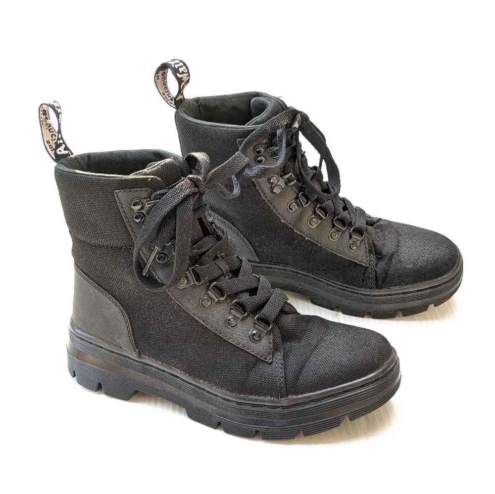 DOC MARTENS Combs black canvas lace-up combat boots Size 6